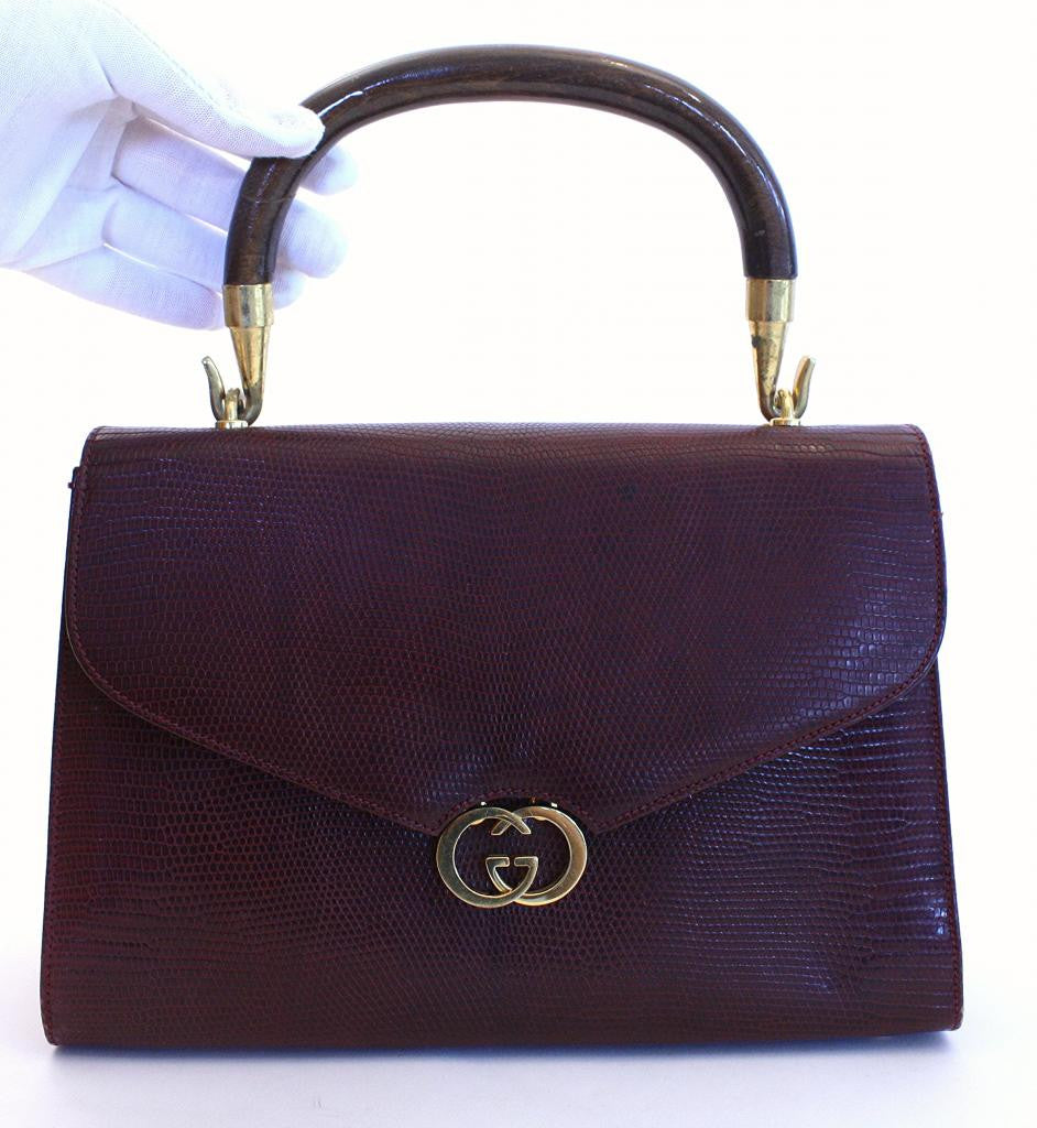 GUCCI, BURGUNDY VINTAGE BAG IN LIZARD, c.1960s, Handbags and Accessories, 2020