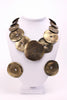 Vintage LES BERNARD Hammered Gold Disk Necklace & Earring Set