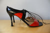 CHANEL Black & Red Patent Leather Open Toe Sandals sz 40