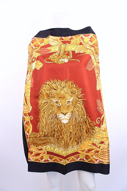 Vintage Ferragamo lion print silk scarf