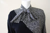1980s Black Knit and Cheetah Print Sweater