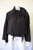 HERMES 100% Cashmere Plaid Blanket Jacket with Fringe & Leather Buckle & Trim Accent