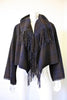 HERMES 100% Cashmere Plaid Blanket Jacket with Fringe & Leather Buckle & Trim Accent