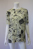 '97P CHANEL Pale Yellow Silk Blouse with CHANEL Handbag, Pearl, Shoe, Hat & More Print Plus 3 Gold CC Buttons
