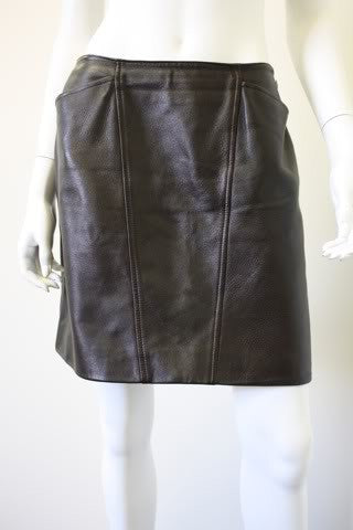 '97A CHANEL Dark Brown Leather Mini Skirt