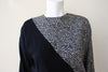 1980s Black Knit and Cheetah Print Sweater