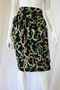 Vintage 80's MISSONI Black Skirt with Green, Blue, & White Abstract Print