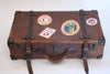 Vintage Leather Luggage w/Stickers