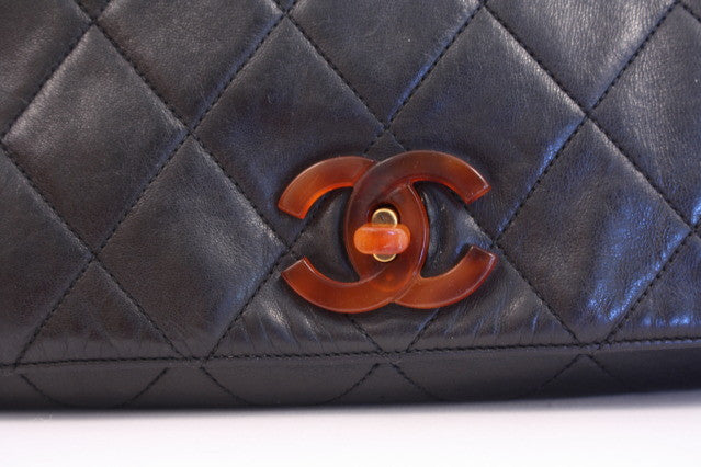 Rare Vintage CHANEL Flap Bag Tortoise Shell at Rice and Beans Vintage