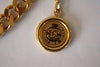 Vintage CHANEL Gold Plated Chain Link Belt or Necklace with CHANEL Nameplate & Circle CC Medallion