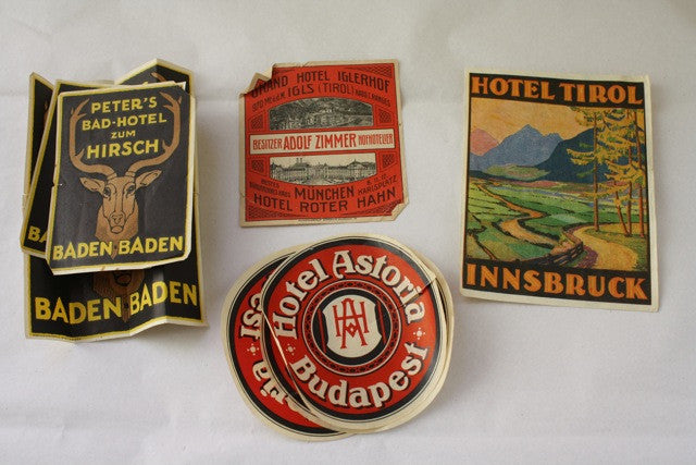 Vintage Set of 8 Travel Luggage Stickers