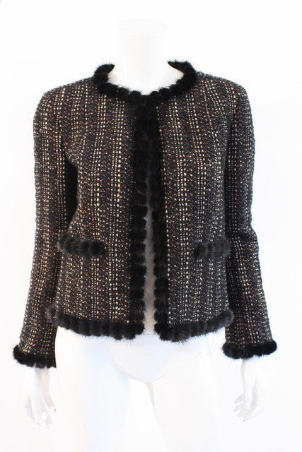 Vintage Chanel Tweed Jacket Mink Fur