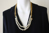 Vintage CHANEL '86-'89 Double Gold Chain Link & Pearl Necklace in Box Designed by VICTOIRE de CASTELLANE