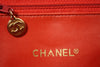 Vintage Chanel Red Leather Tote Handbag 