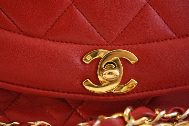Rare Vintage CHANEL Red Diana Bag at Rice and Beans Vintage