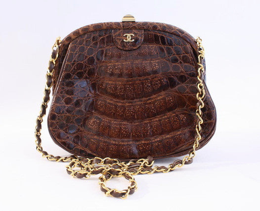 Vintage Chanel Crocodile Handbag Clutch 