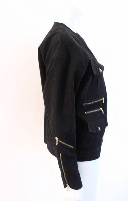 Vintage CHANEL Black Denim Jacket at Rice and Beans Vintage