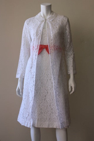 1960s White Lace Dress with Matching Jacket
