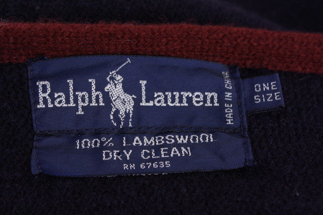 Vintage RALPH LAUREN Navy & Red Wool Shawl Poncho