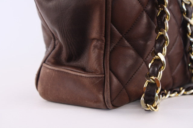 Chanel Brown Medium Tall Classic Lambskin Double Flap Beige Leather  ref.1058462 - Joli Closet