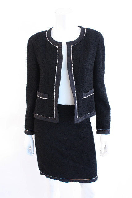 Vintage Chanel Black Skirt Suit Jacket 