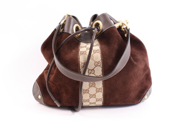 Gucci Monogram Drawstring Handbag
