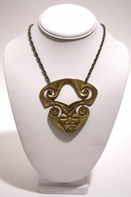 1970s Gold Mask Necklace