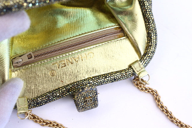chanel gold evening bag vintage