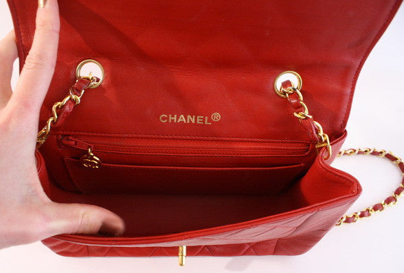 Vintage CHANEL Red Flap Bag at Rice and Beans Vintage
