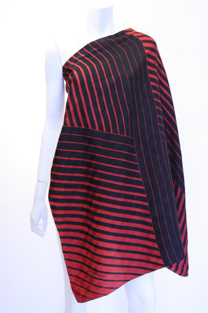 Vintage SALVATORE FERRAGAMO Striped Textured Silk Scarf