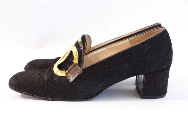 Vintage CHANEL Heeled Loafers at Rice and Beans Vintage