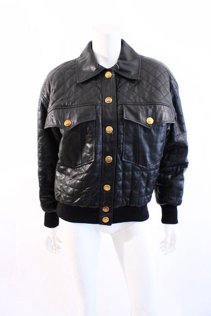1991 Vintage CHANEL Quilted Leather Jacket at Rice and Beans Vintage