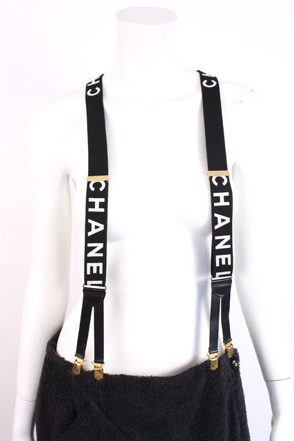 chanel suspenders women black