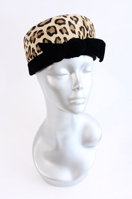 Vintage 60's Fur Leopard Print Hat