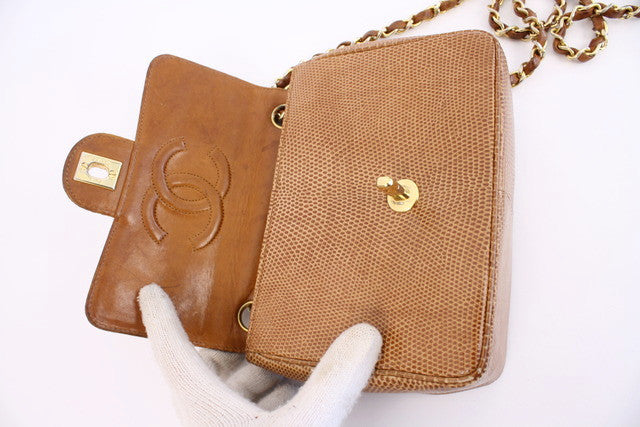 Vintage CHANEL Lizard Flap Bag at Rice and Beans Vintage