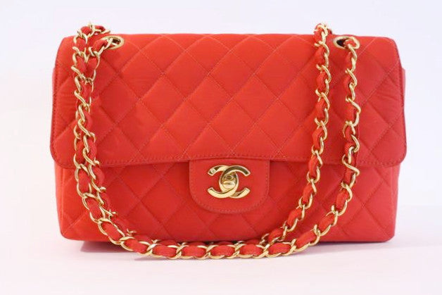 Chanel Medium Classic Double Flap Bag Red Caviar Light Gold Hardware