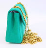 vintage chanel emerald green flap bag 