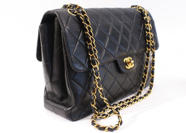 Pre-owned Chanel Vintage Navy Jumbo Double Sided Classic Flap Bag