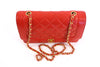Vintage Chanel Red Single Flap Handbag