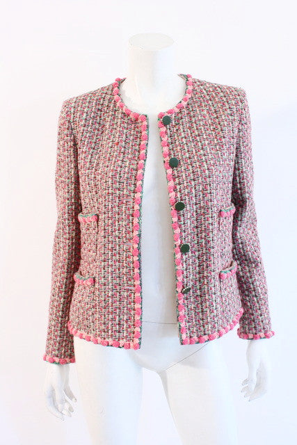 Chanel Pink Boucle Checked Jacket