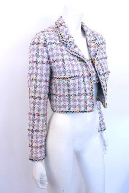 Authentic Vintage CHANEL Rainbow Boucle Jacket Set