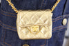 Rare Vintage CHANEL Gold Mini Flap Bag or Necklace
