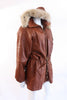 Vintage Leather Coat with Fur Trim