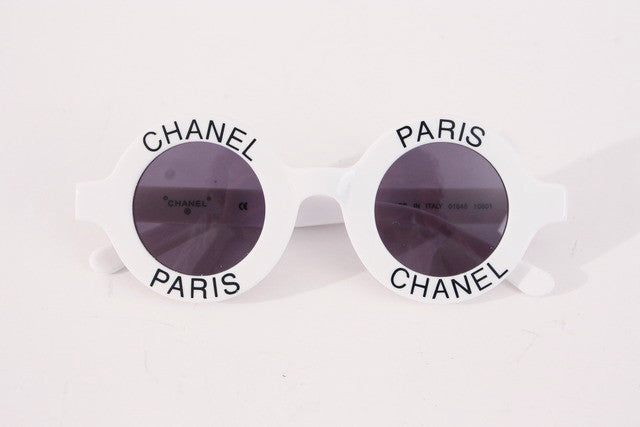 Chanel Black/White 1993 Vintage Runway Round CHANEL PARIS Sunglasses