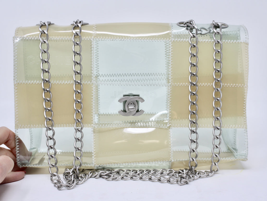 A SILVER LAMBSKIN LEATHER  CLEAR SMALL BOY BAG CHANEL 20132014   Christies