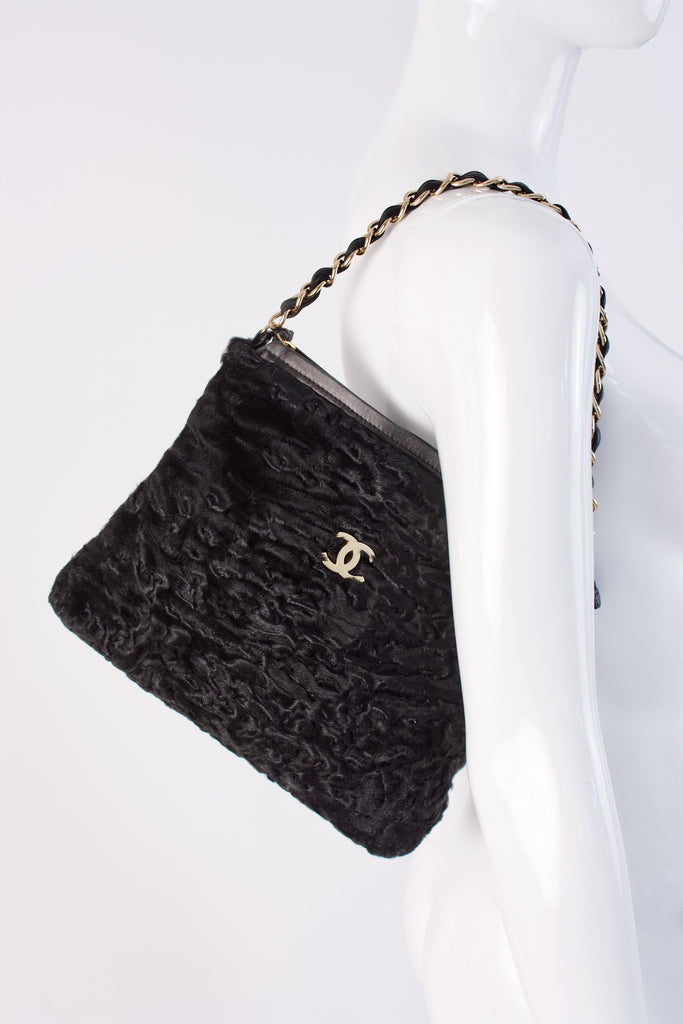 Authentic Chanel Baby Persian Lamb Shoulder Bag Clutch Gold Hardware For  Sale at 1stDibs