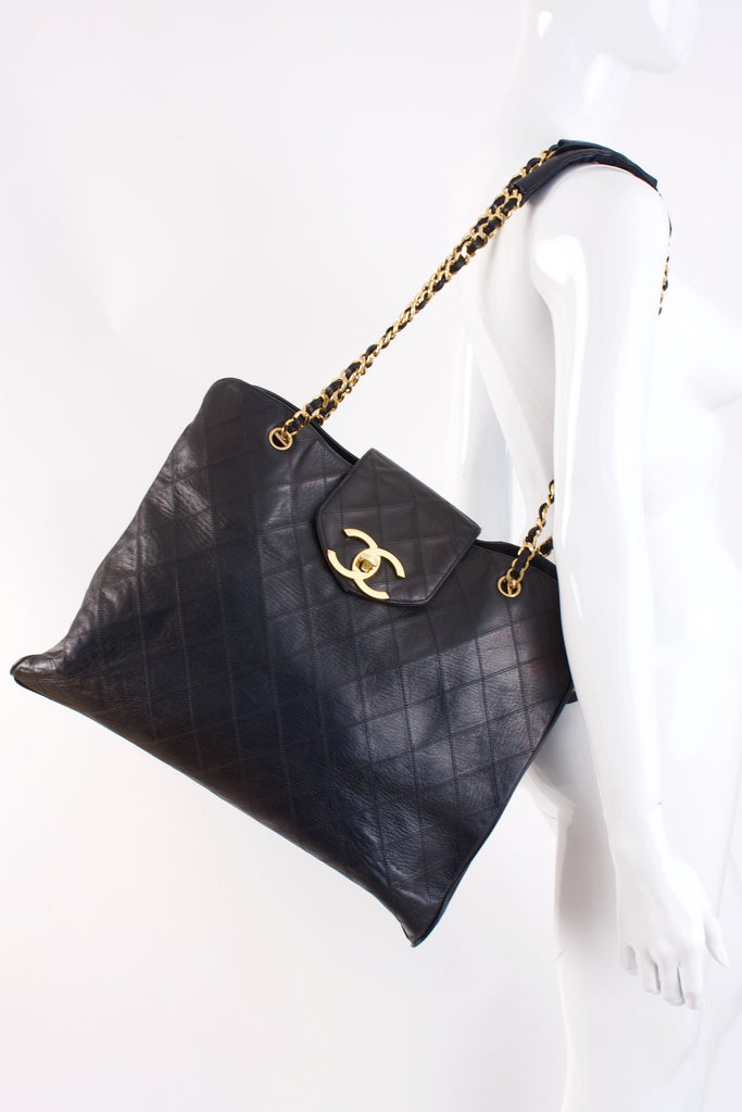 Chanel Vintage Supermodel Weekender Bag Quilted Leather Large Black 45658117