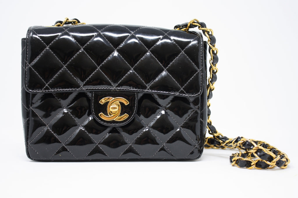 Chanel Very Square Flap Bag Quilted Patent Small For Sale at 1stDibs