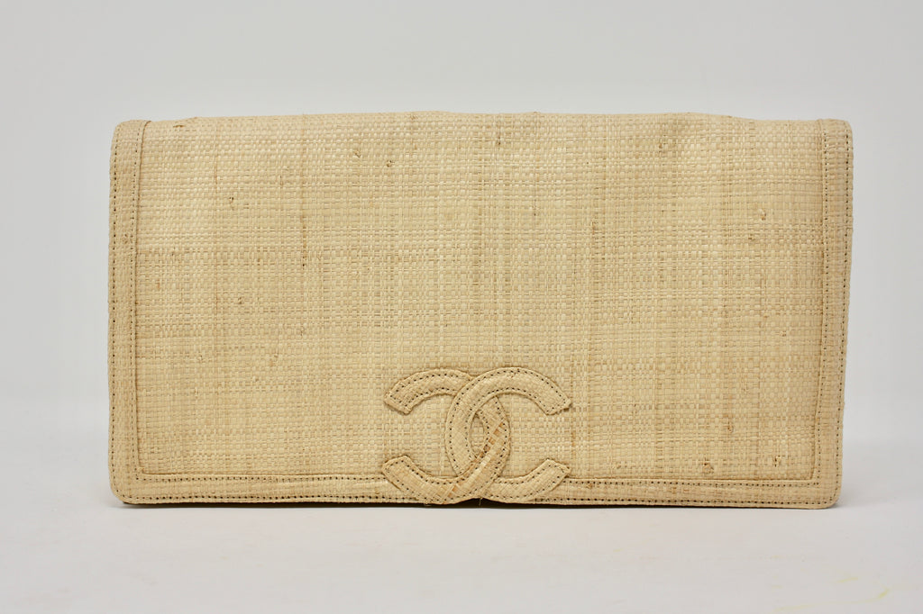 Rare Vintage CHANEL Straw Basket Clutch at Rice and Beans Vintage
