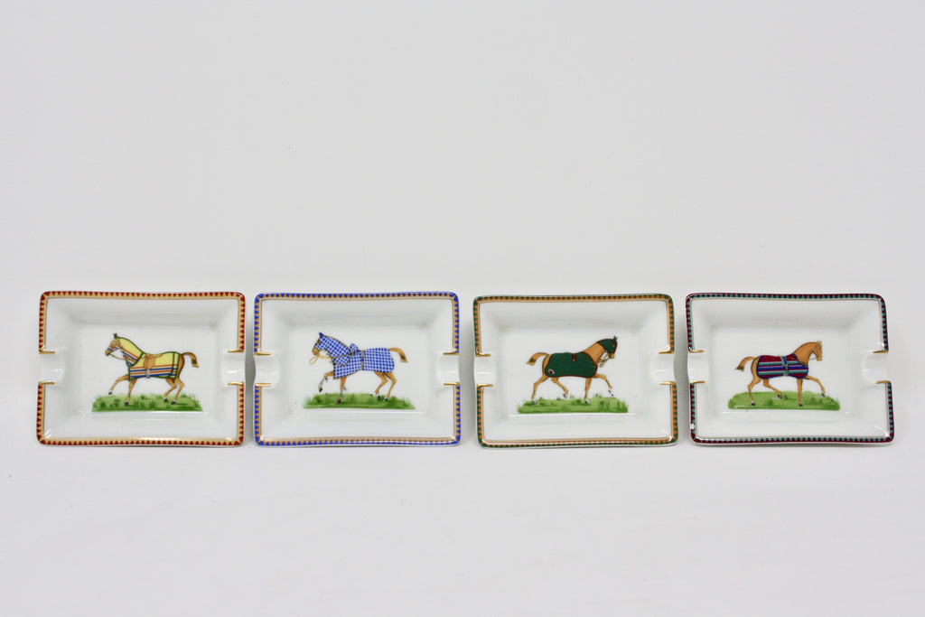 Set of 4 Vintage HERMES Porcelain Trays